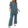 HEONSATI Completo Corto Donna Estivo Completo Palestra Casual Estivi Completino Leggeri Cotone Camicia Manica Corta E Pantaloni a Vita Alta Tuta Da Ginnastica Sportivo Due Pezzi Jogging Comodi Allenamento