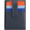 DUDU Porta Carte di Credito in Pelle Multicolore Sottile Slim Uomo Donna con 9 Slot e Chiusura di Sicurezza Navy