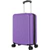 R.Leone Valigia 55x35x25 cm Trolley Bagaglio a Mano 2 Ruota in ABS Air Asia Air France ita airways KLM 318 (Viola, Valigia 55x35x25 cm)