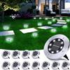 PhilzOps Luci Solari Giardino Esterno, PhilzOps 12 Pezzi Faretti Sepolta Solari a Led da Esterno 8 LED Luce Terra Solare Impermeabile Lampada Decorazione per Prato Vialetto Strade Patio Terrazza, Bianco Freddo