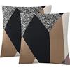 Jaotto Federe Confezione da 2 Federe Cuscini Divano Decorativi Fodere Quadrati Spandex 45x45cm Cuscino Copricuscini per Soggiorno Camera da Letto Casa(Geometria Arancione,Set di 2)