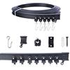 FOGAWA 3m Binario per Tende da Soffitto con 24 Ganci a S, Flessibile, Curvo, Binario a Soffitto PVC, Sistemi di Scorrevole Binario Tende da Doccia, Divisori per Ambienti, per Camper e Barche, Nero