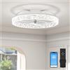 VOLISUN Ventilatore Da Soffitto Con Luce e Telecomando, 6 Velocità E Dimmabile, Lampadario Ventilatore Moderno, Ventilatore Da Soffitto LED Silenzioso Per Camera Da Letto E Soggiorno (Bianco, 50CM)