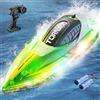 PENGBU RC Barca telecomandata, 15 km/h 2,4 GHz motoscafo radiocomandato con luce LED, barca radiocomandata per bambini, 100-240 minuti, Due batterie