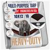 KING-A-MA-JIGS Telone impermeabile resistente da 10 mm x 12 mm, in plastica con occhielli in metallo, riparo dalla pioggia di emergenza, copertura esterna e uso in campeggio, argento e marrone (3,5 m x 4,5 m)