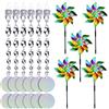 Dercylele Set di repellenti per uccelli e piccioni, 5 girandole a vento + 6 riflettori riflettenti a spirale a vento + 12 riflettori rotondi riflettenti, per balconi e uccelli, per giardino (combinazione di