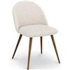 Iconik Interior Scandinavian - Sedia da sala da pranzo, tappezzata in tessuto riccio, stile scandinavo, Evelyne bianco
