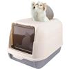 MUL-BOUTIQUE Cassettiera per gatti chiusa, per gatti con piastra per cassetti e pala, per gatti grandi e gattini (3-grigio, 36 x 51 x 34 cm)
