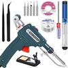 LMYDIDO Set saldatore elettronico automatico da 60W kit pistola saldatrice con pompa dissaldante, pinzette, pistola dissaldante portatile per stagno per gioielli, fai da te, riparazione schede elettroniche