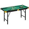SPORTNOW Tavolo da Biliardo ad Altezza Regolabile con Accessori, Tavolo da Carambola in MDF e Acciaio, 140x63x55-75 cm, Verde