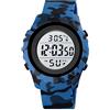 FeiWen Termometro Orologi da Polso da Uomo e Donna Impermeabili Outdoor Militare LED Digitali Doppio Tempo Allarme Sportivi Orologio Plastica Cassa e Gomma Banda (Camo bianco blu)