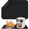 GOMETY Tappetino ignifugo, 60 x 80 cm, in silicone ignifugo, resistente al calore, per friggitrice ad aria, antiscivolo, impermeabile, per friggitrice ad aria, macchina da caffè, forno a microonde (nero)