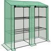 Outsunny Serra da Giardino con Copertura in PE e 6 Mensole a Rete, Serra Addossata da Balcone con 2 Porte Avvolgibili, 143x46x151cm, Verde
