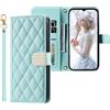 EuoDuo Compatibile con Samsung Galaxy S25 Ultra Cover Libro Portafoglio Custodia Pelle PU Aspetto del Rombo Progettato Glitter Magnetica Flip Telefono Case Donna Ragazza - Verde menta
