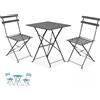 Set Bistrot con tavolo quadrato e 2 Sedie - grigio antracite
