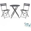 Set Bistrot con tavolo tondo e 2 Sedie - grigio antracite