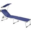 Lettino prendisole in alluminio Blu con tettuccio - 1 Lettino