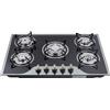 Konfiur Fornello a Gas a 5 Fiamme, Piano Cottura da Incasso Con 5 Ugelli, Vetro Temperato 8 mm, GPG/NG, per Case o Ristoranti, 770 x 510 mm, Nero