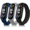 Mugust 3 Pezzi Cinturino per Xiaomi Mi Band 5/ Mi Band 6/Amazfit Band 5, Cinturino Silicone di Morbido per Xiaomi Mi Band 6,Xiaomi Mi Band 5,Amazfit Band 5 (Nero+Blu navy+Grigio)