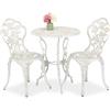 Relaxdays Set da Bistrot da 3, Tavolino da Giardino, 2 Sedie, Balcone, Stile Ferro Battuto, in Alluminio, Bianco Bronzo