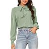 Kate Kasin Elegante Body da Donna Camicetta Decorazione con Fiocco Body A Maniche Lunghe Camicia da Lavoro per Ufficio Top Casual Verde Chiaro XL