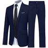 Caxndycing Tuta da uomo, 2 pezzi, slim fit, business, tinta unita, taglie forti, estiva, completa, sportiva, casual, elegante, Blu mare, 5XL