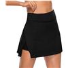 LOIJMK Gonna sportiva da donna con pantaloncini, elegante, a vita alta, in tinta unita, da tennis, corta, da yoga, da donna, con fessura, in due pezzi, estivi, da corsa, Nero , xxl