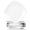 MALACASA, Series Julia, Servizio di Piatti in Porcellana Piatti da Dessert 6 Pezzi Avorio Bianco 20,3 cm Quadrato Dessert Piatto Snack Insalata (16.7 * 16.7 * 2 cm)