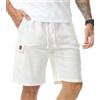 Zetieny Pantaloncini da Uomo in Lino Shorts Cargo Estivi Pantaloni Corti Leggero Coulisse con Tasche