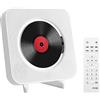 Adirigo Lettore CD portatile Bluetooth da tavolo montabile a parete Altoparlanti HiFi incorporati Boombox audio domestico con telecomando（Bianco）