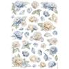 Carta di riso Timeless rose e fiori blu Stamperia