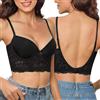 Niwicee Reggiseno Donna Push Up con Ferretto Reggiseno Invisibile Schiena Nuda a Forma di U Reggiseno Sexy Scollo a V Profondo Reggiseno Schiena Scoperta con Pizzo Floreale-Nero-38-C