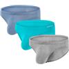 ZUOLAIYIN Slip da uomo, slip da uomo, slip con sacchetto, slip sexy per uomo, borsa frontale in bambù, nero e grigio, Grigio-verde chiaro-grigio-blu(8294), M