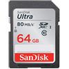 Sandisk Ultra SDXC 64GB 80MB/S C10 Scheda di memoria Flash (SDSDUNC-064G-AN6IN)