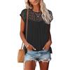 WNEEDU Maglietta Donna Manica Corta Top in Pizzo Blusa Camicia Estiva Elegante T-Shirt Fiore Bianco Rosa XL