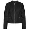 VERO MODA Giacca in ecopelle con zip centrale e tasche laterali a filo con bottone a clip. (M, NERO)