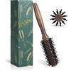 LORSEX Spazzola rotonda per capelli con setole di cinghiale e setole di nylon, extra large rotonda in legno (colore retrò) (Interno 20 mm/Esterno 50 mm)