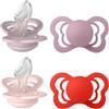 BIBS Couture Ciuccio confezione da 4 pezzi. Privo di BPA, Tettarella anatomica. Silicone, Prodotto in Danimarca, Taglia 2 (6-18 mesi), Blossom Mix
