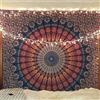 Bless International - Arazzo indiano fatto a mano, hippie, bohémien, da appendere al muro, per dormitorio universitario, telo mare, tovaglia, copriletto (oro blu, singolo, 140 x 185 cm)