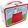 AQUARIUS, Scatola in latta con manico in plastica e coperchio superiore decorato con motivo in rilievo con Snoopy sul tetto della cuccia rossa, un prodotto da collezione con licenza ufficiale Peanuts