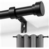 Joydeco Asta per tenda, in metallo, nero opaco, diametro 2,5 cm, lunghezza 304,8 cm, regolabile, asta singola per trattamento finestra con terminali in alluminio, 81-304,8 cm, 1 pezzo