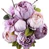 Duovlo Fiori finti vintage peonia artificiale in seta, decorazione per la casa, confezione da 1 (nuovo viola)