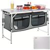 VEVOR Tavolo da Campeggio per Cottura Pieghevole Portatile con Valigetta in Alluminio MDF Dimensioni Estese 120x47x70 cm, Tavolo Pieghevole da Campeggio Altezza Regolabile 54,5 / 62 / 70 cm per BBQ