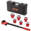 VEVOR Kit di Filettatura dei Tubi con Cricchetto Set di 6 Matrici 0,64cm NPT-3,18cm NPT Teste Idrauliche Manuali Portatili in Valigetta per Tubi, Kit di Strumenti per Filettare Tubi a Cricchetto Manuale