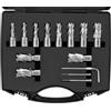 VEVOR Set di 11 Punte per Svasatore Frese Anulari con Attacchi Weldon Diametro 11-27 mm Profondità di Foratura 25 mm in Acciaio Rapido HSS, Punte Svasatore per Trapano Magnetico Foratura Metalli 13 Pz