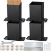VEVOR Set di 4 Supporti per Pali in Legno 102x102 mm Base per Pali Interni 91x91 mm Ancoraggio per Pali in Acciaio al Carbonio Verniciato a Polvere Supporto Ringhiera Terrazza, Padiglione, Nero Opaco