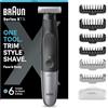 Braun REGOLABARBA UOMO e RASOIO ELETTRICO BARBA E Capelli Series X, Testina Flessibile Con lama 4D A Due Direzioni E Protezione SkinShield, 45 Minuti Di Utilizzo Senza Fili, XT5200