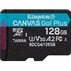 Kingston 128GB Scheda microSDXC Kingston Technology Canvas Go Plus Gen4 200R Nero/Turchese [SDCG4/128GBSP]