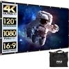 Pyle Schermo pieghevole portatile per proiettore, 120 pollici, 16:9, HD, 4K, leggero, per interni ed esterni, anti-piega, per home theater, feste, ufficio, aula