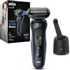 Braun Serie 5 Rasoio Elettrico Barba, Wet&Dry, Regolabarba Uomo, Rasoio Barba, 50 min Di Utilizzo, Stazione SmartCare 4in1, Senza Fili, 100% Impermeabile, Regolabarba Braun, 52-B7000CC, Blu